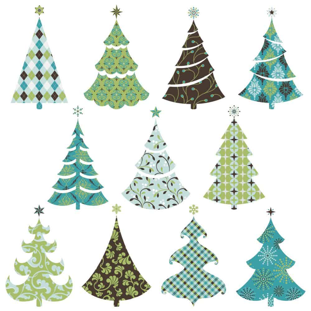 Unterschiedliche Formen eines Weihnachtsbaums