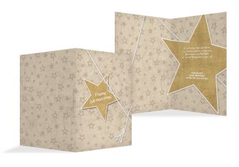 Weihnachtskarte Sternenschnur Beige 105x148mm