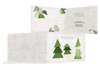 Weihnachtskarte Schnipselbäume Grasgruen 148x105mm