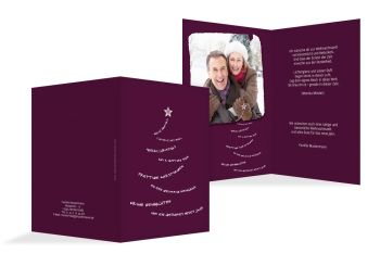 Foto Weihnachtskarte Schriftbaum DunkelLilaMatt 105x148mm