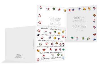 Weihnachtskarte Flaggensterne Weiß 145x145mm