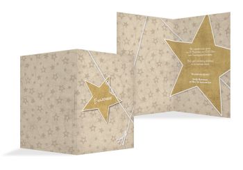 Einladung Sternenschnur Beige 105x148mm