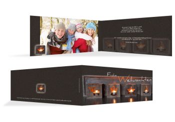 Foto Grußkarte Adventszeit Braun 215x105mm