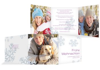 Foto Weihnachtskarte Schneesturm Kraeftiglila 145x145mm