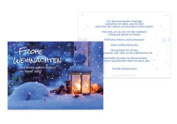 Weihnachtskarte Laterne Blau 148x105mm