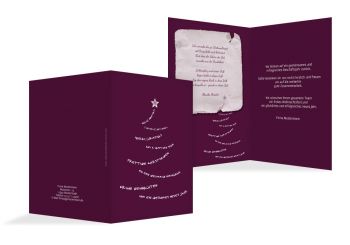 Weihnachtskarte Schriftbaum DunkelLilaMatt 105x148mm