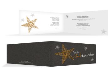 Weihnachtskarte curly star Orangegelb 215x105mm