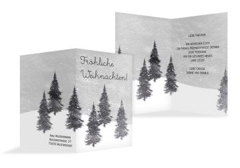 Weihnachtskarte Winterwald Grau 105x148mm