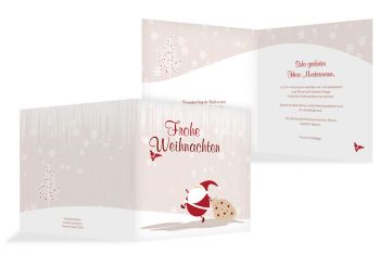 Grußkarte Weihnachtsmann OckerBeige 145x145mm