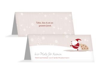 Tischkarte Weihnachtsmann OckerBeige 100x44mm