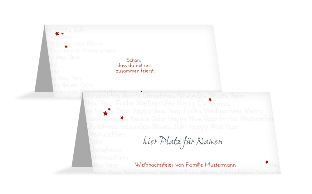 Tischkarten zu Weihnachten WeihnachtskartenDruck